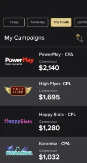 All In Affiliates Dashboard Screenshot Mobile View
